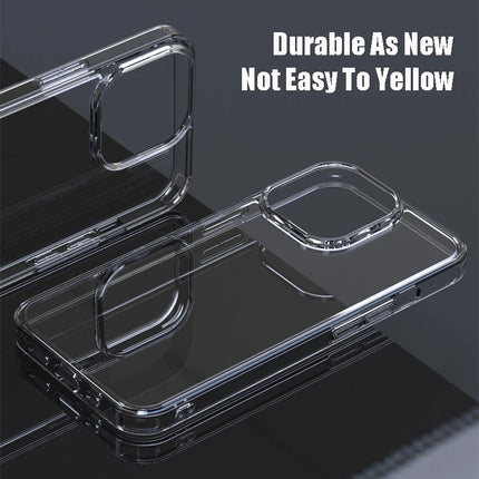 Original Transparent Tempered Glass Phone Cases For iPhone 16 14 11 12 13 15 Pro Max Plus Clear Hard Case Armor Shockproof Cover