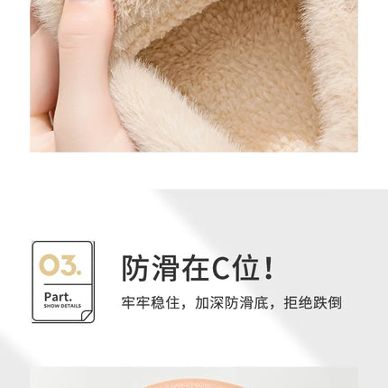 Comwarm Women Cotton Slippers Winter Warm Plush Lined Outdoor Slides Couple Non-slip Furry House Slippers Soft Cozy Cotton Shoes