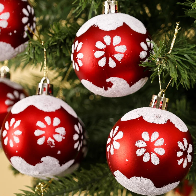24/6Pcs Glitter Christmas Balls Christmas Ornaments Set  Xmas Tree Hanging Pendant Home Festive Party Decoration Supplies 6cm