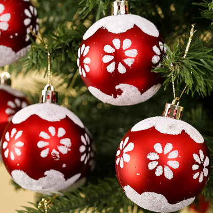 24/6Pcs Glitter Christmas Balls Christmas Ornaments Set  Xmas Tree Hanging Pendant Home Festive Party Decoration Supplies 6cm
