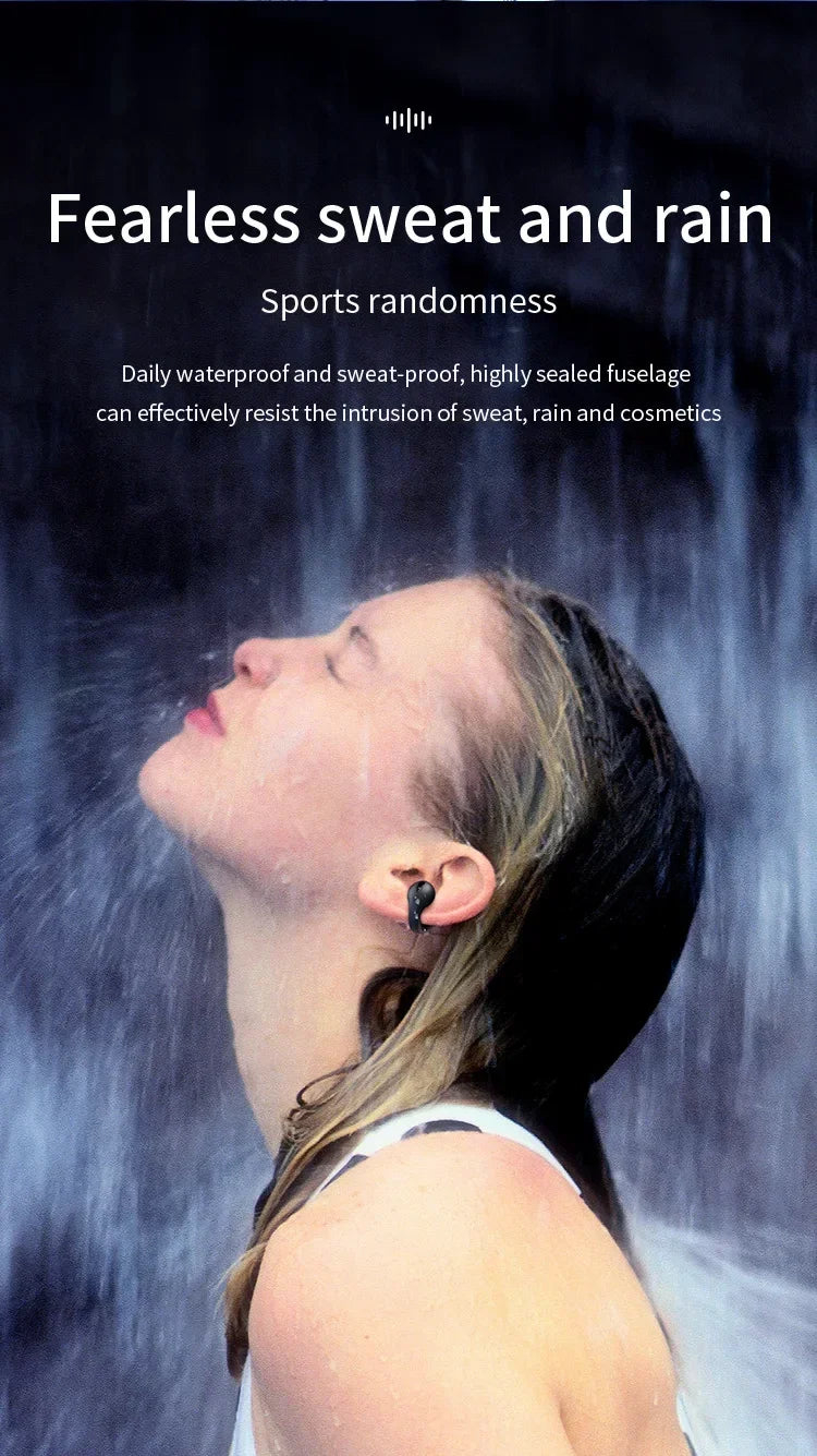 T75 Sport Bone-Conduction Bluetooth 5.3 Earphones HiFi Sound Wireless Headphones Earclip Waterproof Open Ear Headset Earring