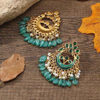 Bohemian foreign trade European and American national romantic Sumi beaded beaded earrings ear ornaments exaggerated temperament