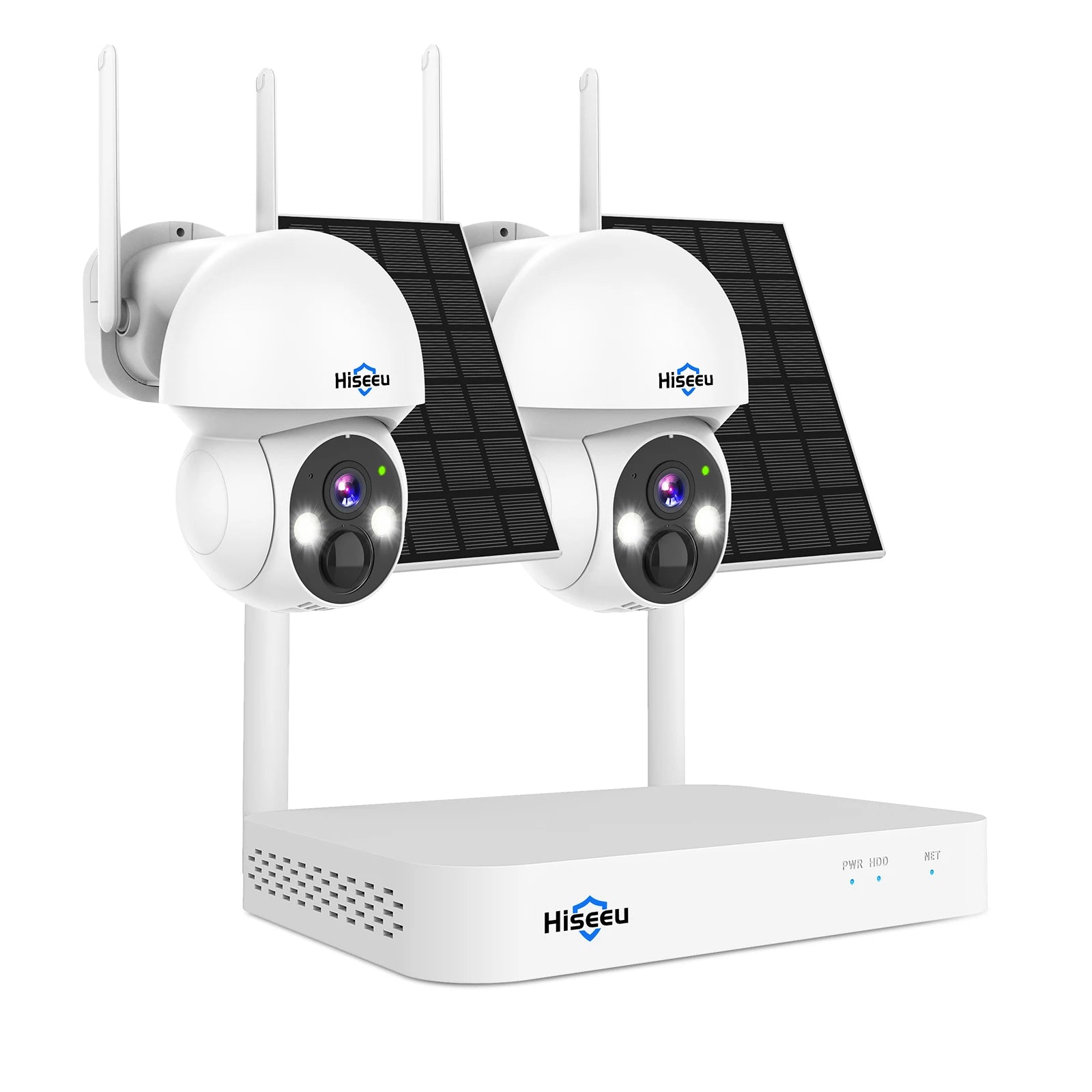 Hiseeu 4MP WiFi PTZ Solar IP Camera Security System Kit Night Vision Human Detection P2P Two-Way Audio 10CH NVR CCTV Camera Set
