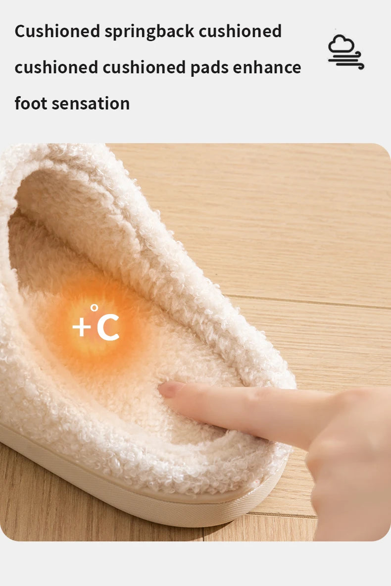 Christmas Home Warming Slippers for Women in Autumn and Winter Indoor Slip-Resistant Plush Home Shoes with Christmas Hat Unisex