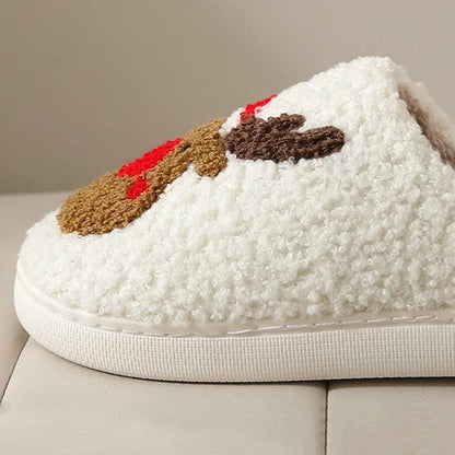 New Christmas Elk Cotton Slippers For Men Women Halloween Mask Home Slip Resistant Couples Indoor Plush Cotton Shoes In Winter
