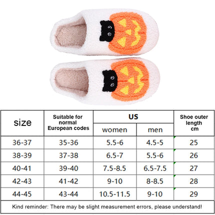 Halloween Pumpkin Cat Slippers Plush Closed Toe Slippers Flat Thermal Slippers Fuzzy Pumpkin Slippers for Outdoor Indoor Bedroom