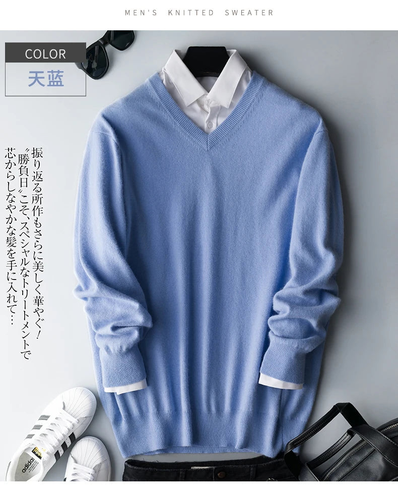 Cashmere Cotton Blend Pullover Men Sweater 2024 Autumn Winter Classic Solid Color Jersey Hombre Pull Homme Man Knitted Sweaters