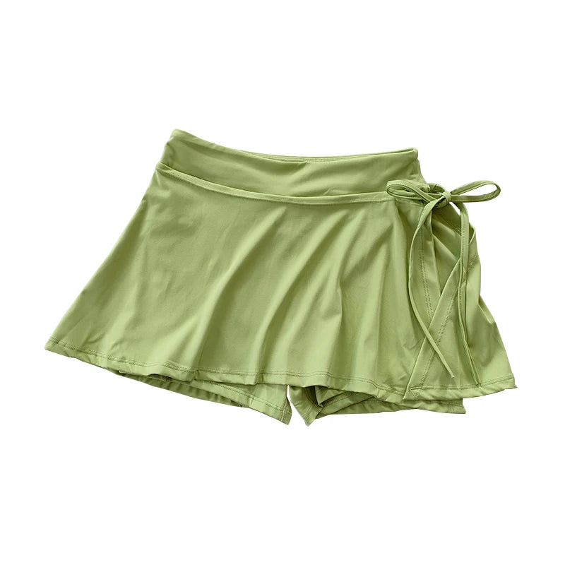 Sports Yoga Skirt Badminton Tennis Skirt Pants Half-Body Quick Drying Pocket Skirt Side Split Strap Skirt Pants for Outwear