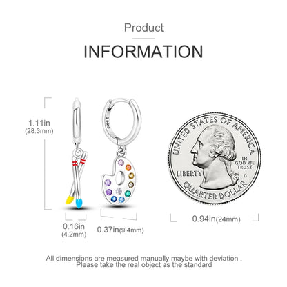 Genuine 925 Sterling Silver Love Feather Earrings Fit Original Charms Hoop  For Women girls Stud Earring Fine Jewelry Gifts