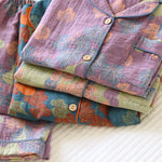 2024 Japanese Spring and Autumn New Women's Pajama Set 100% Cotton Vintage Long sleeved Pants Two Piece Set for Home Furnishings