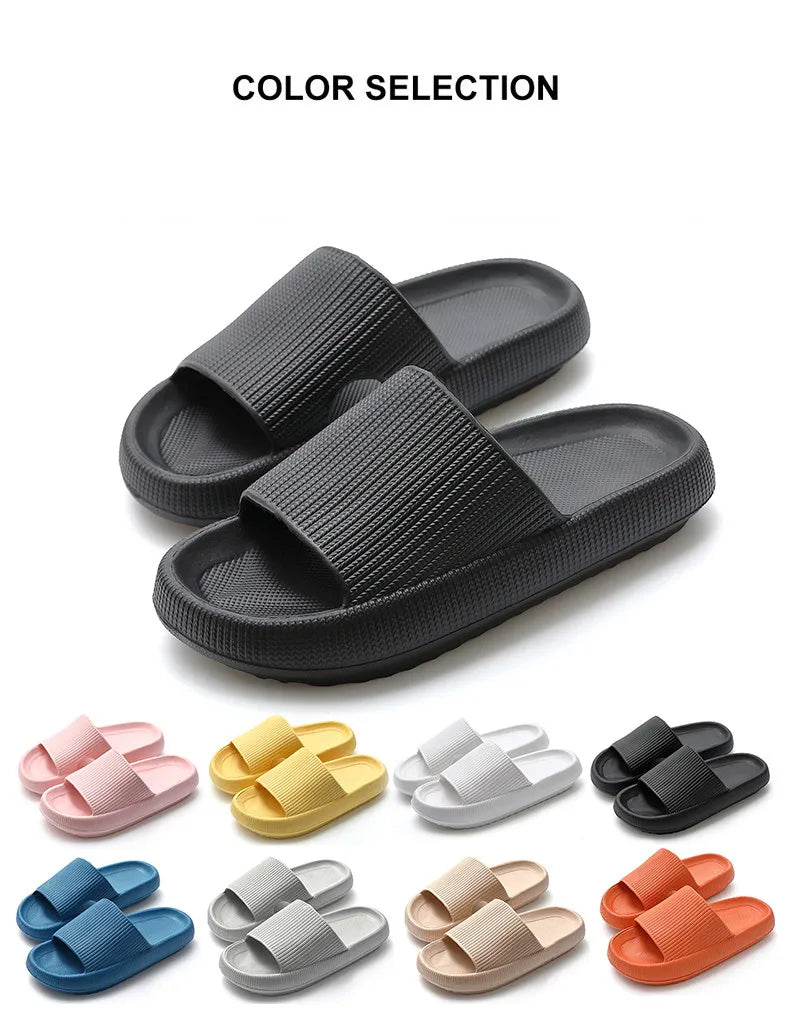 Cloud Cushion Slides Fashion Women Summer Soft Slippers Thick Platform Bathroom Home Men Indoor Non-slip Anti-slip Female