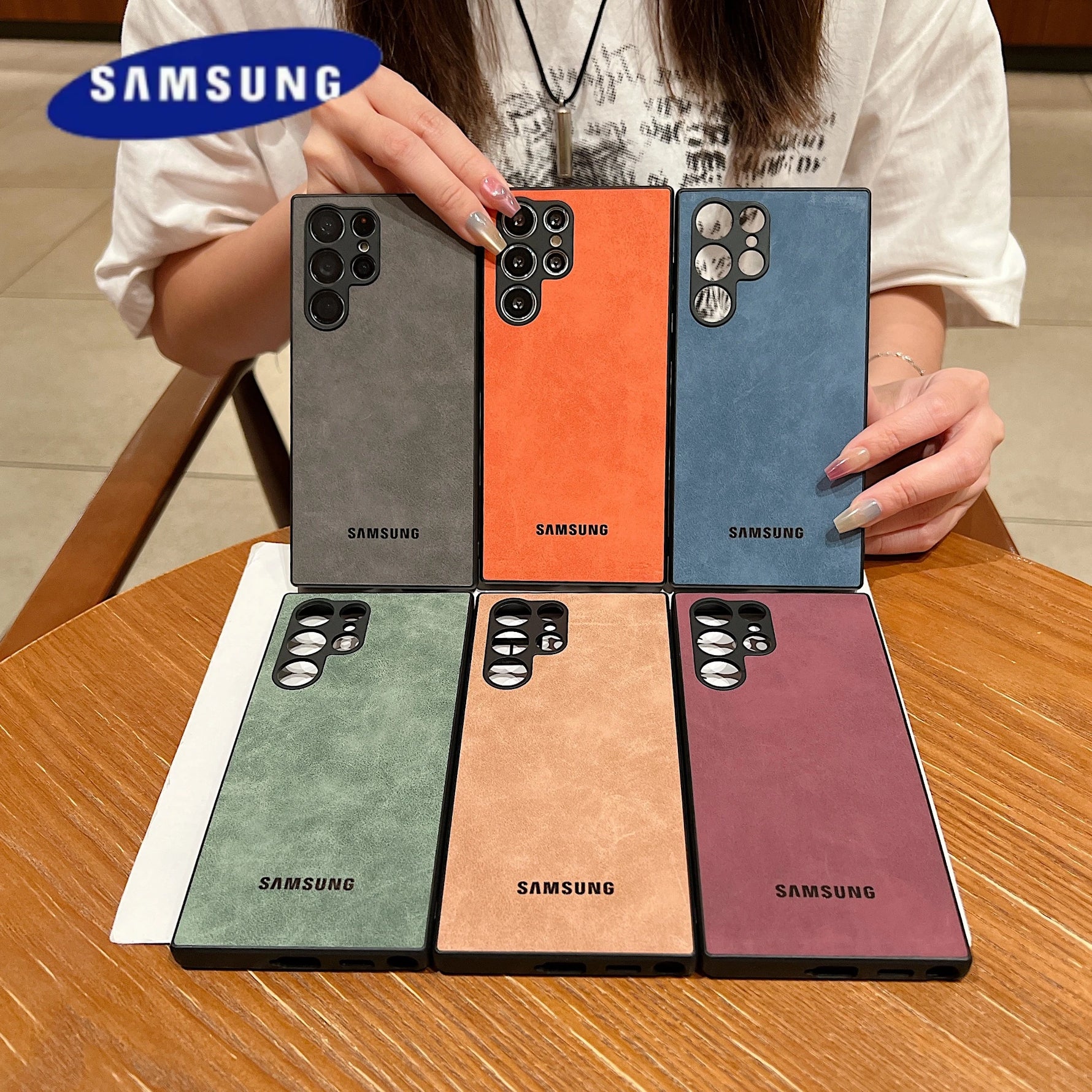 Full Lens Protector Case Samsung Galaxy S25 S24 S23 FE S22 S21 Ultra Plus Sheepskin Leather Back Cover Soft Lambskin Shockproof