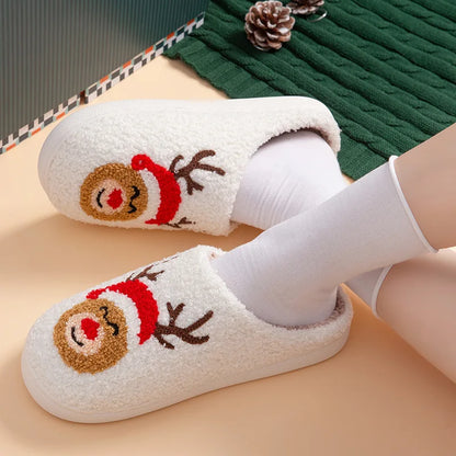 Women Fuzzy Fluffy Slippers for Winter Christmas Deer Slippers Women Home Winter Slippers Cute Women Winter Home ﻿