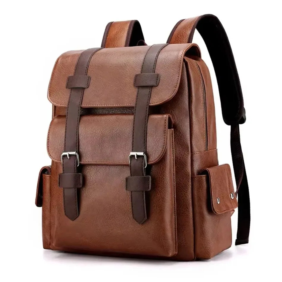 Korean Version Soft PU Leather Backpack For Men And Women Casual Trend High School Students Computer Travel Backpacks Wholesale