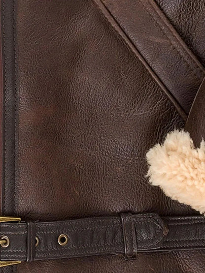Faux Leather Fur Wrm Coat For Male Fashion Lapel Long Sleeve Thicken Fleece Jacket 2024 Winter Men's Zipper Pocket Furry Outcoat