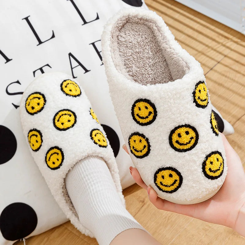 Little Cute Smile Face Slippers Houseshoes Women's House Smile Ladies Indoor Winter Fluffy Cozy Home Comfy Women Shoes