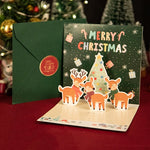 5/1PCS 3D Pop UP Christmas Greeting Cards with Envelope Friend Family Blessing Postcard Birthday New Year Christmas Decoration