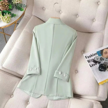 Spring Autumn Casual Suits Jacket Women 2024 New Loose White Suit Collar Thin Coat Fashion Elegant Single Buckle Blazer Female