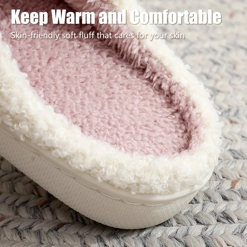 Christmas Elk Cotton Slippers For Women Men Winter Cute Cartoon Slippers Indoor Non Slip Couple Floor Slides Home Plush Shoes
