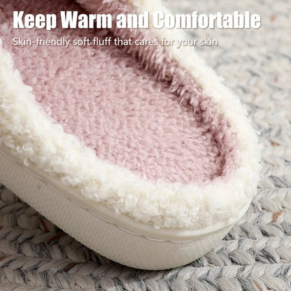 Christmas Elk Cotton Slippers For Women Men Winter Cute Cartoon Slippers Indoor Non Slip Couple Floor Slides Home Plush Shoes