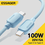 Essager 100W USB Type C To USB C Cable 5A PD Fast Charging Cable Type C Wire For Xiaomi Samsung Huawei Oppo Oneplus Macbook iPad