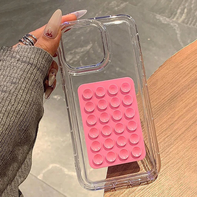 Phone Case For iPhone 16 15 14 Pro Max Plus 11 12 13 Pro 7 8 Plus XR X XS SE2 3D Suction Cup Airbag Transparent Shockproof Cover
