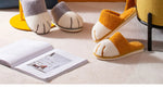 Shevalues Indoor Warm Plush Slippers For Women Men Cute Cat Paw Design House Fur Slippers Mute Flats Slides Indoor Fluffy Shoes
