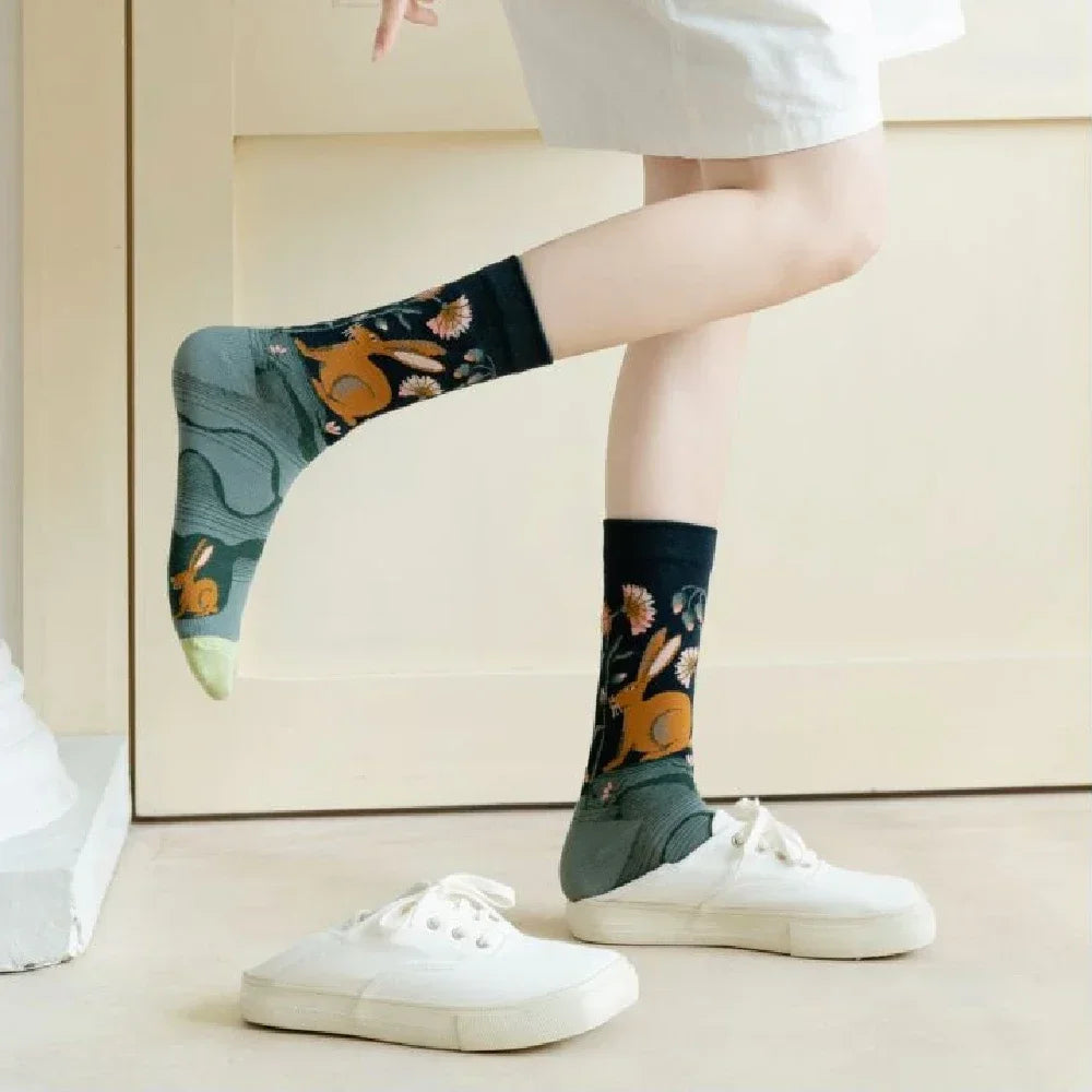 Hot Sale Colorful Cartoon Creative Fashion Vine Graffiti Novelty Men Women Socks Winter Warm Comfortable Cotton Sokken Dropship