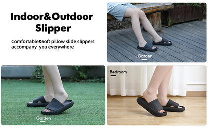 Cloud Cushion Slides Fashion Women Summer Soft Slippers Thick Platform Bathroom Home Men Indoor Non-slip Anti-slip Female