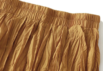 UCXQ Simple Luxury Multi Solid Colors Pleated Skirt For Women's Large Hem Folds A-line Skirts Female 2024 Spring Autumn 23A7004