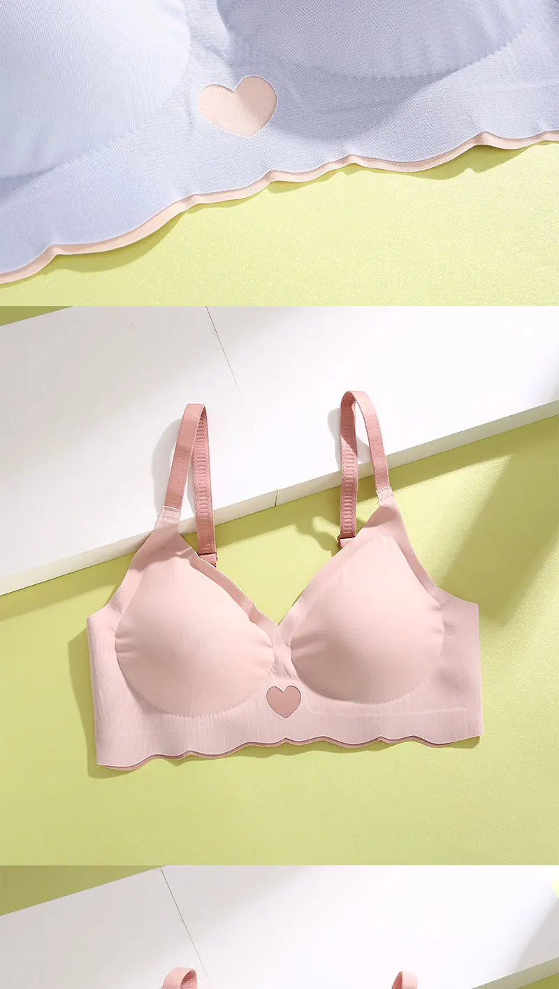 3Pcs Adjustable Beauty Back Bra Intimates Gather No Steel Ring Sports Anti-Sagging Bra French Color Contrast Seamless Underwear