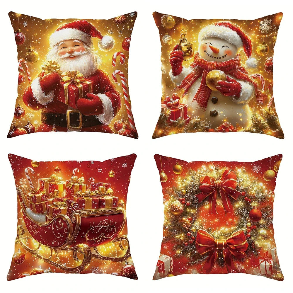 Christmas decoration pillowcase Santa Claus carriage Snowman garland pattern suitable for home room sofa cushion cover