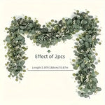 Lush 70.8" Faux Eucalyptus Garland With White Flowers - Perfect For Home & Holiday Decor, Wall Hanging, Yard, And Party Accents