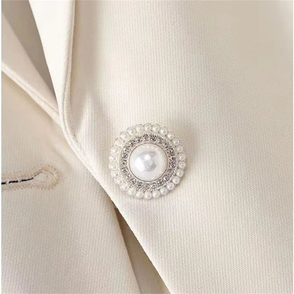 Spring Autumn Casual Suits Jacket Women 2024 New Loose White Suit Collar Thin Coat Fashion Elegant Single Buckle Blazer Female
