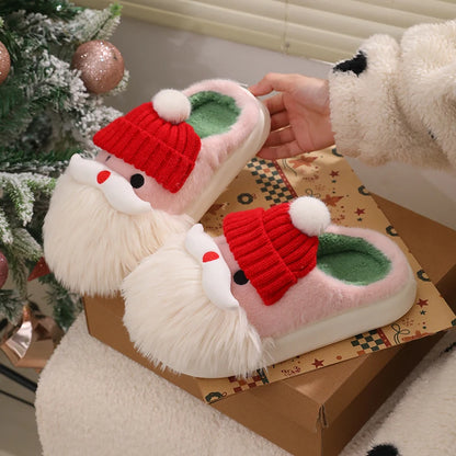 Women Christmas Slippers Ladies Fall Winter Outdoor Cotton Non-slip Shoes Female Comfort Party Santa Claus Slipper