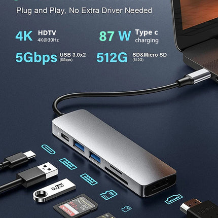 USB C Hub to 4K HDMI-Compatible USB 3.0 2.0 Type C PD Charging Dock for MacBook iPad Samsung S10 Dex TV Mouse Keyboard U Disk