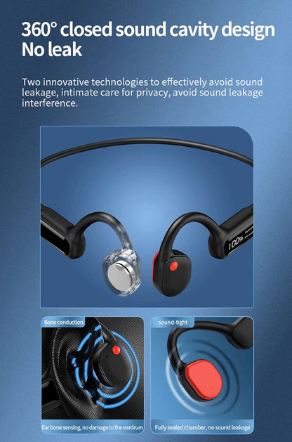 Bone Conduction Earphones Bluetooth Wireless IPX8 Waterproof MP3 Player Hifi Ear-hook Headphone With Mic Headset For Swimming