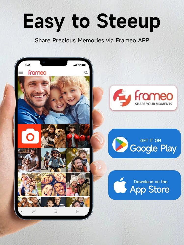 Frameo 10.1 Inch WiFi Digital Picture Frame，1280 * 800IPS HD Cloud Smart Digital Photo Frame,32GB Storage, Wall Mountable, Auto-