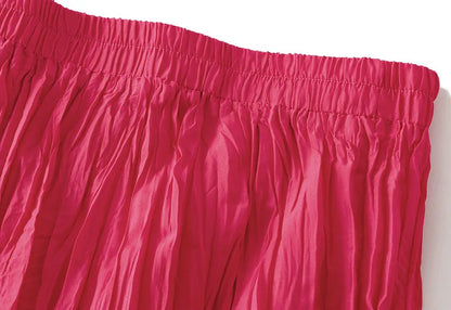 UCXQ Simple Luxury Multi Solid Colors Pleated Skirt For Women's Large Hem Folds A-line Skirts Female 2024 Spring Autumn 23A7004