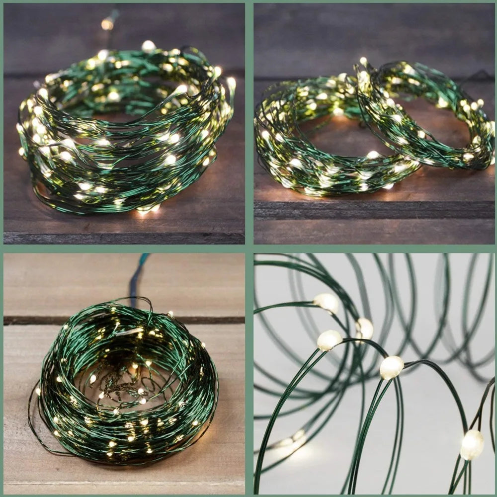 200m Christmas Green Cable LED String Fairy Lights Garland Outdoor Waterproof Decoration Lamp For Party Halloween Garden House