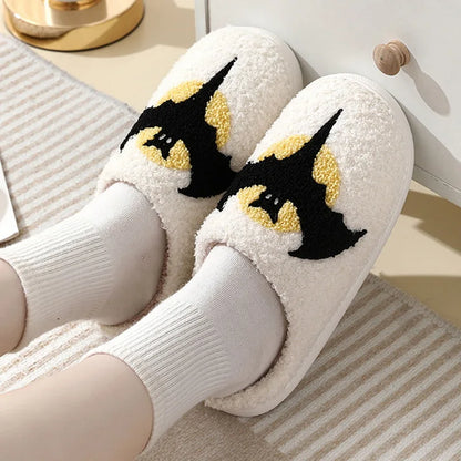 Christmas Elk Cotton Slippers For Women Men Winter Cute Cartoon Slippers Indoor Non Slip Couple Floor Slides Home Plush Shoes