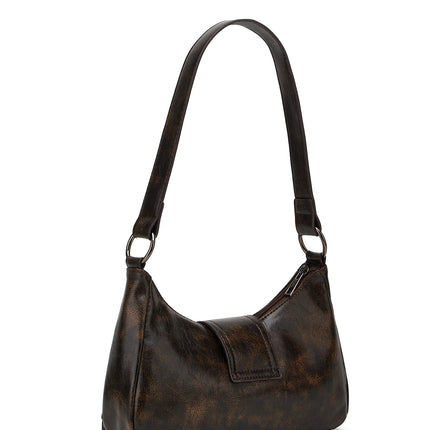 Y2K Retro Style Shoulder Bag, Maillard Pleated Rivet Armpit Bag, Fashionable Ladies Cool Leather Shoulder Bag