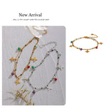 Yhpup Colorful Natural Stone Bead Flower Chain Stainless Steel Beach Anklet for Women Exquisite Summer Jewelry Bijoux Femme
