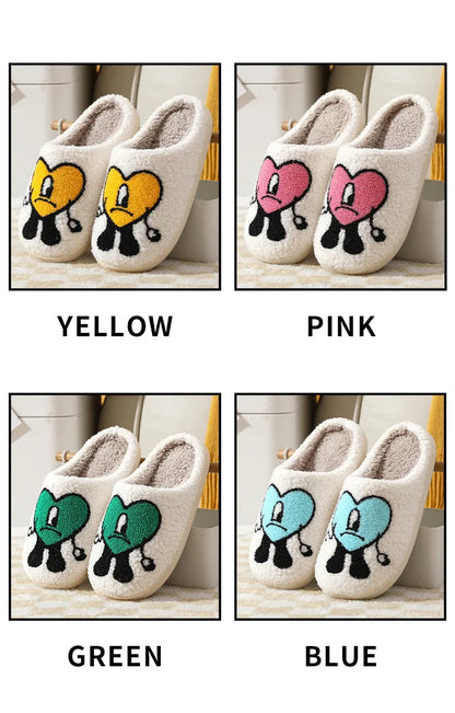Winter Home Warm Women Slippers House Girl Fur Cute Bad Bunny Love Cushion Slides Bedroom Ladies Cotton Female Plush Shoes