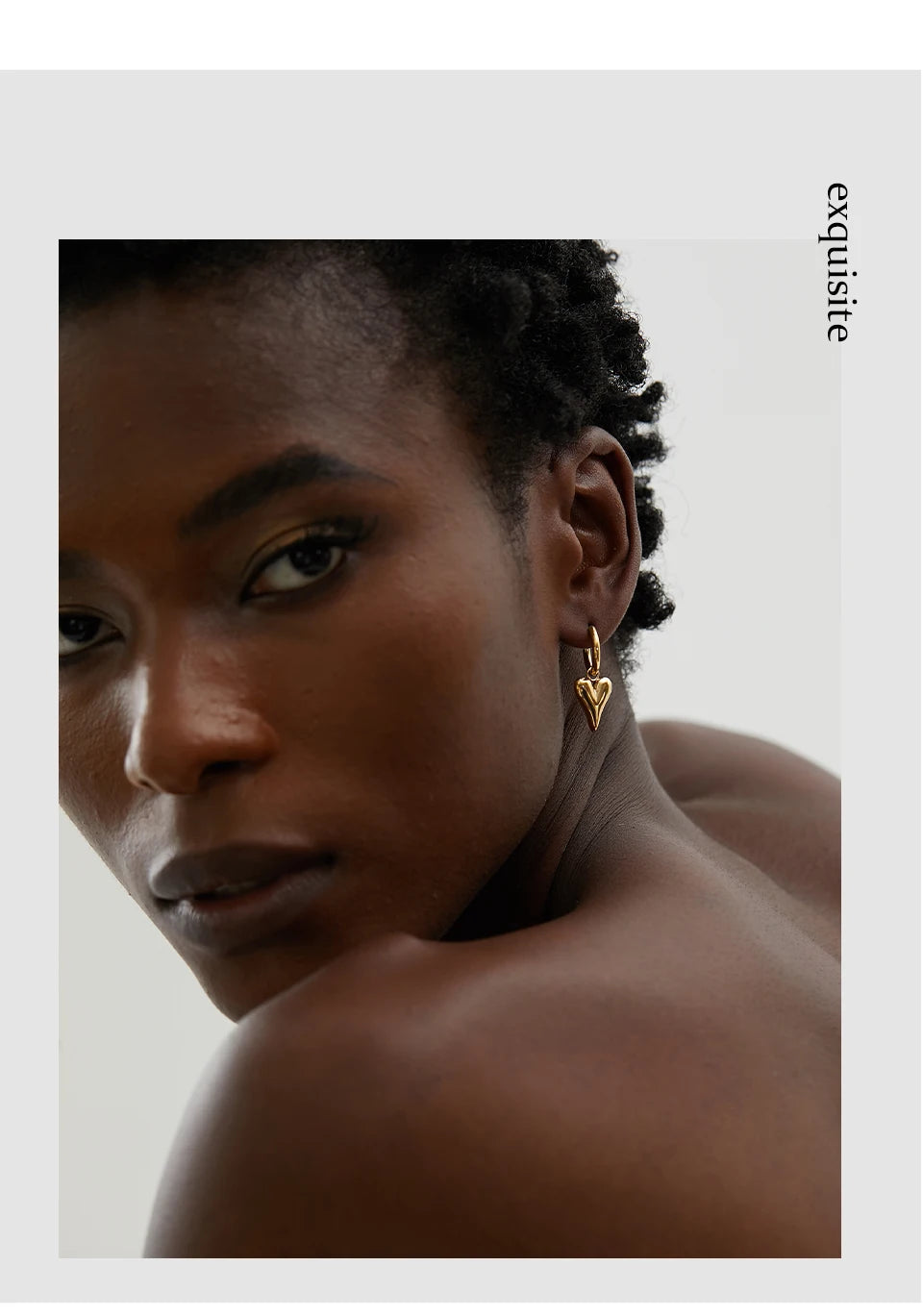 Yhpup Stainless Steel Chic Heart Huggie Hoop Earrings Charm Gold Color Tarnish Free Trendy Fashion Jewelry for Women Bijoux