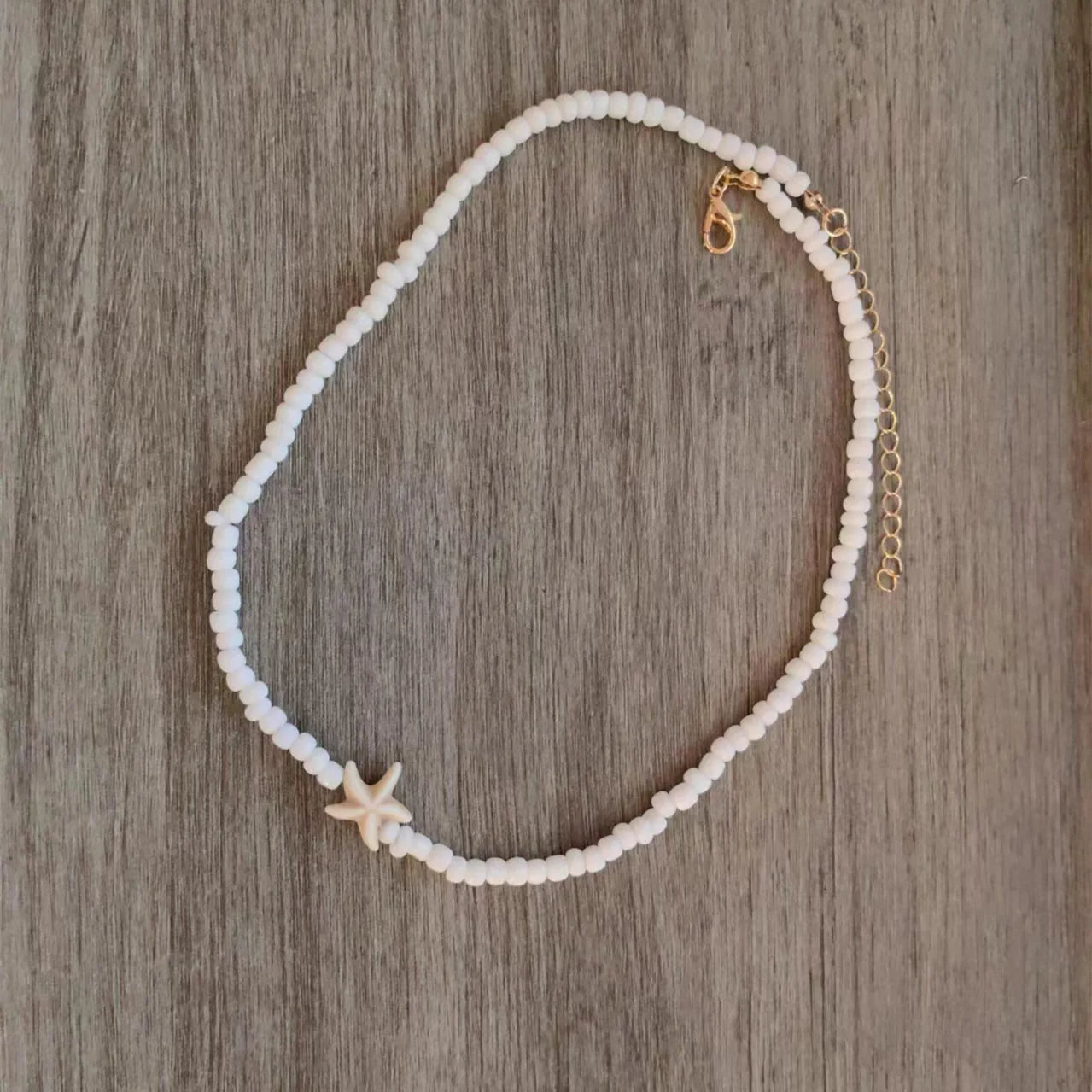 Tidepool Starfish Necklace - Surf & Beach Boho Jewelry Starfish Turtle Beaded Choker Necklaces, Adjustable Necklaces, Ocean Gift