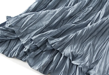 UCXQ Simple Luxury Multi Solid Colors Pleated Skirt For Women's Large Hem Folds A-line Skirts Female 2024 Spring Autumn 23A7004