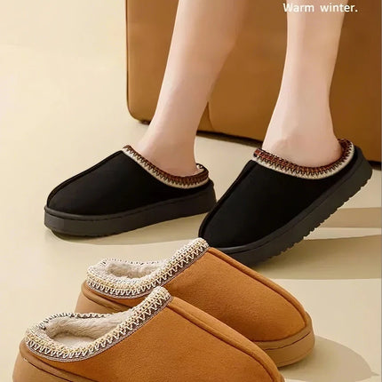 Winter Bohemian Style Indoor Fluffy Slippers with Anti-Slip and Warm Design for Comfortable Feet