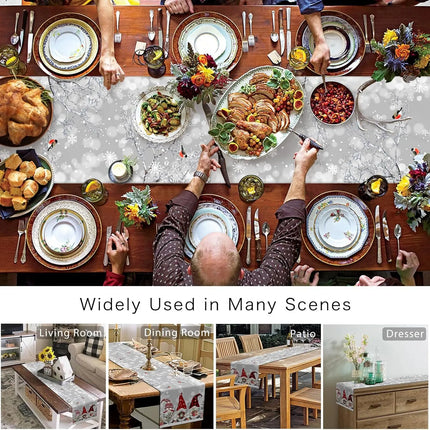 Christmas Gnome Snowflake Branch Bird Linen Table Runner Dresser Scarves Winter Xmas Kitchen Table Runner Christmas Decorations