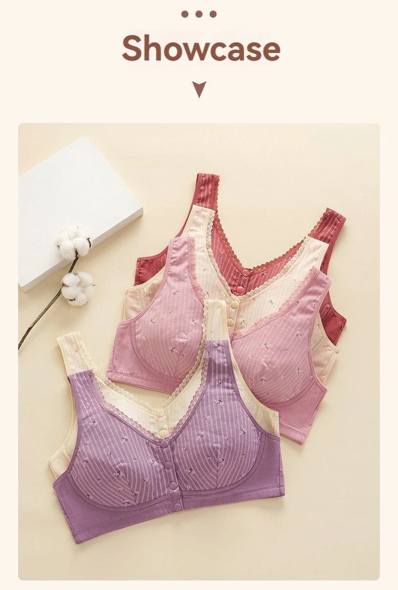 36-52 New Bras For Women Wire Free Underwear Push Up Front Closure Sexy Big Size Female's Clothing Lingerie Cotton Brassiere